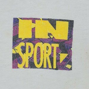 Vtg 80s In Sport Spell Out T-Shirt M White Double